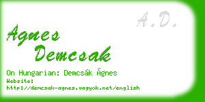 agnes demcsak business card